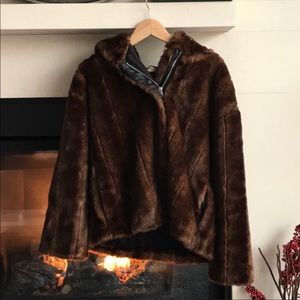 Zara Faux Fur Zip Hoodie Jacket